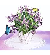 Iris Bouquet Flowers 3D Pop Up Birthday Card for Women, Wife, Thank You Card, Mother’s Day Card, ...