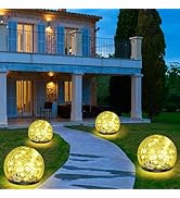 Keevvon Solar Garden Lights, 4 Pack 120 LED Multicolor Cracked Glass Solar Outdoor Lights Decorat...