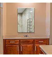 Ruomeng Wall Mirror Beveled Edge Frameless Mirror 24” x 36" Accent Mirror for Bathroom Vanity and...