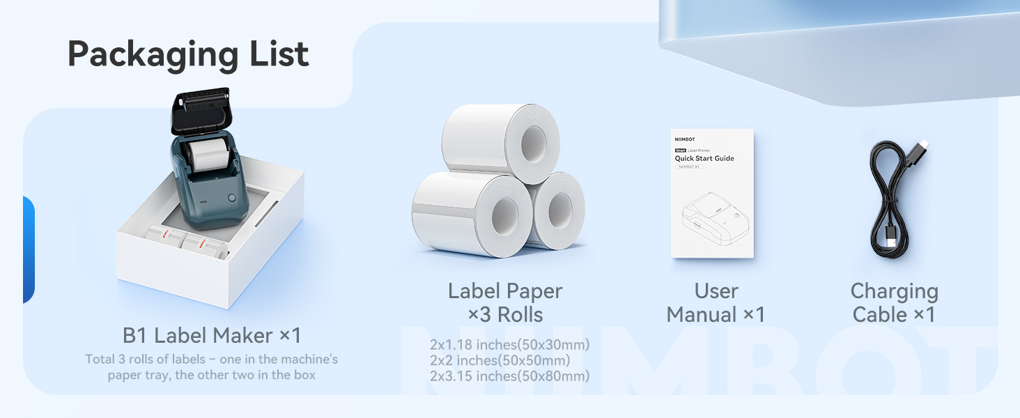 NIIMBOT B1 Label Maker Machine with 3Rolls Tapes for Your Small Business