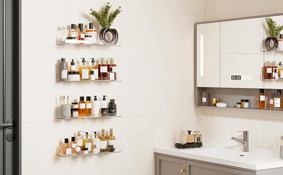 wall storage shelves vinyl floating acrylic shelf bedroom holder bathroom record book perfume clear