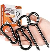 2PCS 5Inch Plated Screw Eyes Hook & 2PCS 8MM Snap Hooks, Heavy Duty Screw in Eye Hooks for Securi...