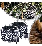 OZS 2PK 144FT 400LED Solar String Lights Outdoor, Waterproof 8 Modes Solar Tree Lights, Green Wir...