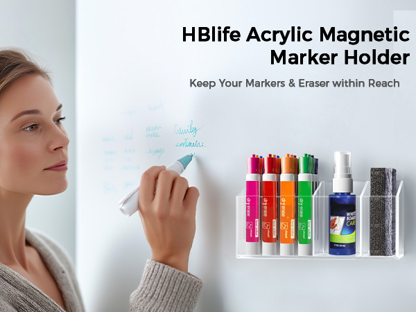 HBlife Acrylic Magnetic Dry Erase Marker Holder Wall Mount