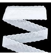 FINGERINSPIRE 15 Yards White Eyelet Cotton Trim 6.36inch Wide Cotton Lace Trim Floral Embroidery ...