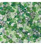 Songxi 1000pcs 4mm/6mm/8mm Green Glass Beads for Jewelry Making, 10 Style 3 Size Crystal Beads fo...
