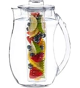 Large Fruit Infuser Water Pitcher (2.9 Quart / 93 Oz) – Shatterproof Acrylic Infusion Jug for Ice...