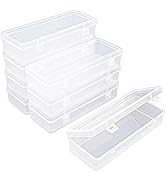 Thintinick 8 Pack Rectangular Clear Plastic Storage Containers Box with Hinged Lid for Beads and ...