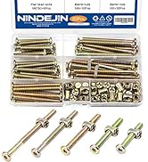 NINDEJIN 82PCS Hex Socket Screw Bolts and Nuts Assortment Kit, M6 x 40mm 50mm 60mm 70mm 80mm Furn...