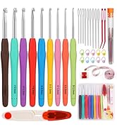 Mayboos 9 Sizes Crochet Hook Set, 34 Pack Crochet Hooks Yarn Needle Kits Knitting Needles with Er...