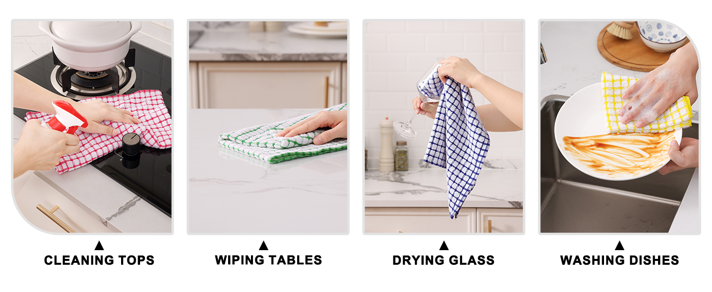 suitable for washing, drying, wiping and cleaning