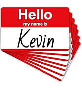200 Pcs Name Tags,Hello My Name is Stickers,Red Name Tag Stickers, Adhesive Name Label Stickers f...