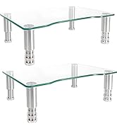2 Pack Computer Monitor Riser with Height Adjustable Multi Media Desktop Stand for Flat Screen LC...