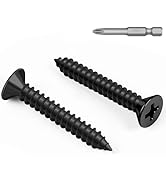 100 PCS #8 x 1 Black Sheet Metal Screws, Flat Head Phillips Fast Self Tapping Screws, Countersunk...