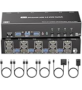 KVM Switch 3 Monitors 4 Computers with Audio, HDMI + DisplayPort 8K@30Hz/4k@144Hz DP KVM Switcher...