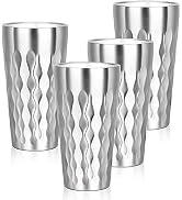 Offiper Stainless Steel Drinking Glasses, 19 oz Insulated Tumbler, 4 Pack Double Wall Unbreakable...