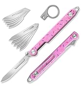 VIRENKNIFE Mini Folding Scalpel with 5pcs #24 and 5pcs #60,G10 Handle EDC Utility Knife with Line...