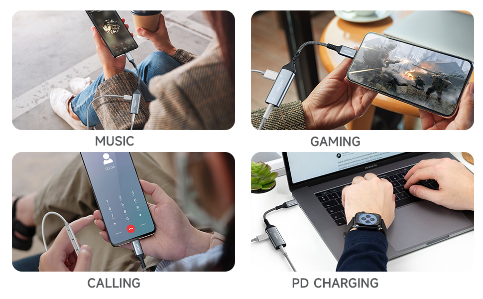 2-in-1 USB C PD Headphone Jack Adapter,2-in-1 USB C to 3.5mm Headphone And Charger Adapter