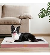 Orthopedic Dog Bed for Large Dogs, Waterproof Deluxe Plush Dog Crate Bed with Removable Washable ...