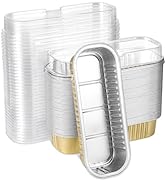 Eoonfirst 50pcs Mini Disposable Foil Rectangle Baking Cups 6.8 oz 6.5 x 2.6 x 2 Inch Aluminum Loa...