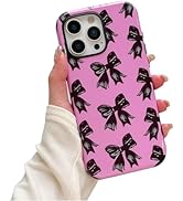QLTYPRI Case for iPhone 16 Pro Max, Aesthetic Black Ribbon Bow Phone Case for Girls Women, Protec...