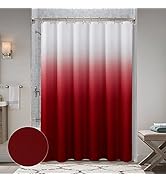 Wine Red Shower Curtains for Bathroom, Ombre Textured ?Fabric Shower Curtain Set, Hotel Spa Luxur...