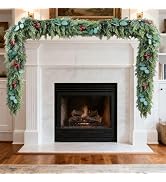 6 Ft Christmas Garland for Mantle, Real Touch Cedar Garland Artificial Realistic, Evergreen Pine ...