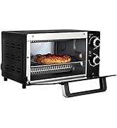 Total Chef 4-Slice Toaster Oven, 1000W, Black Compact Countertop Oven with Natural Convection, Te...