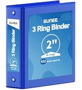 SUNEE 3 Ring Binder 2 Inch 1 Pack, Clear View Binder Three Ring PVC-Free (Fit 8.5x11 Inches) for ...