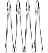 4 Pcs 11 Inches Korean BBQ Tongs Stainless Steel Grill Tongs Cooking Tweezers Japanese Barbecue T...