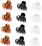 Cobahom 12 Pack Small Hair Claw Clips 1.2 Inch Plastic Hair Clips for Thin Hair No-Slip Mini Hair...