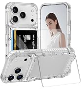 AFGHOA for iPhone 17 Pro 6.3 Case Wallet with Kickstand, 4 Cards Holder Clear Case for Women Men,...