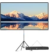 Projector Screen with Stand, 80 Inch Portable Projector Screen Outdoor Indoor, 1.2 Gain Fiberglas...