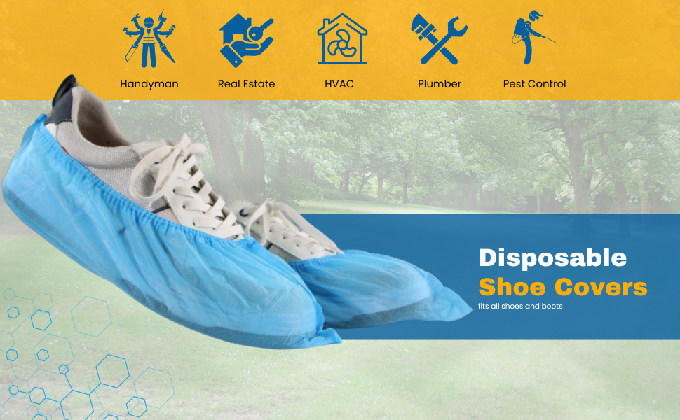 Disposable shoe covers blue booties indoor foot protectors non slip fabric for home guests