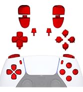 eXtremeRate Replacement D-pad R1 L1 R2 L2 Triggers Share Options Face Buttons, Chrome Red Full Se...