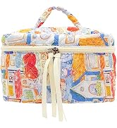 PAZIMIIK Cotton Makeup Bag for Women Large Quilted Travel Cosmetic Case Girls' Make Up Organizer,...