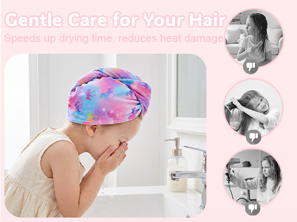 Microfiber Hair Towel Wrap for Kids 2 Pack
