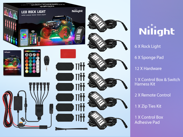 wide angle RGB led rock light remote Bluetooth app dual control