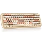 Mosptnspg Wireless Bluetooth Typewriter Keyboard, 100 Keys Retro Round Keycap Colorful Mechanical...