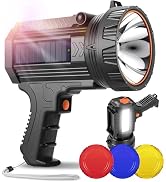 YIERBLUE Rechargeable Spotlight Flashlight with Solar Panels, 1000,000 High Lumen Outdoor Handhel...
