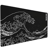 Japanese Gaming Mouse Pad XXL Black Mouse Pad Kanagawa Large Mousepad Non-Slip Rubber Base Waterp...
