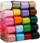 HUIHUANG 3/8 inch Solid Color Satin Ribbon Assortment Colored Ribbon for Gift Wrapping Double Fac...