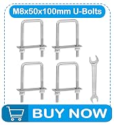 Yinpecly 4 Pack M8 Square U-Bolts, 50mm (2