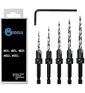 GMTOOLS Countersink Drill Bit Set, 5Pcs Tapered Drill Bits with 1/4" Hex Shank Quick Change and A...
