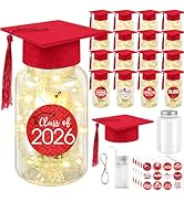 16 Sets 2026 Graduation Table Decorations,Mini Felt Grad Cap Centerpieces for Tables with LED Lig...
