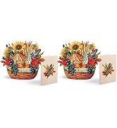 Freshcut Paper Pop Up Cards, Mini Golden Harvest (Set of 2), 6 Inch Mini Sized Forever Flower Bou...