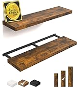 BAYKA Floating Shelves, 36 inch Wall Mounted Rustic Wood Shelves for Bathroom, Bedroom, Living Ro...