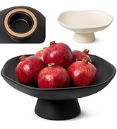 EDELHAUS Modern Concrete Fruit Bowl for Kitchen Counter – Decorative Pedestal Bowl, 11.2” Wide Mi...
