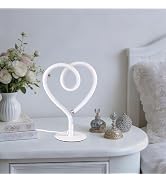 SendaLife White Table Lamp – 3CCT 2700K 4000K 6500K Stepless Dimmable Heart Lamp, Touch Control A...