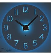 JoFomp LED Wooden Wall Clocks Battery Operated, 8 Inch Silent Wall Clock Glow in Dark, Sound Cont...